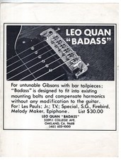 Leo Quan Badass Original Vintage Promotional Flyer ca 1970s Gibson