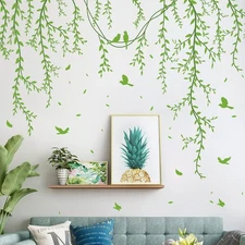 Amaonm Removable Hanging Vines Wall Stickers DIY Green Leaves Plant Grass Wal...