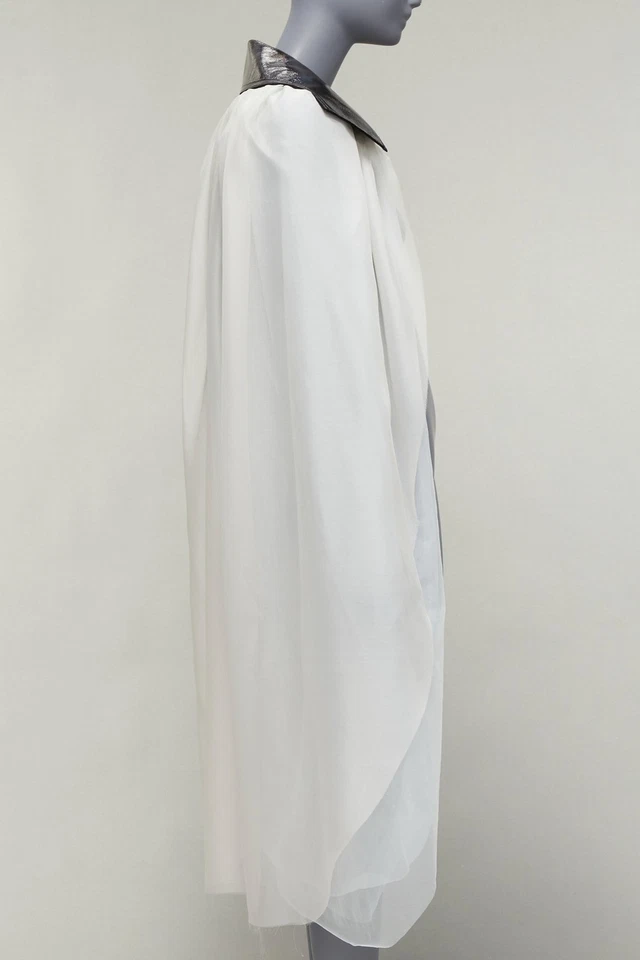 MATICEVSKI 2019 Focus white 100% silk patent collar high low cape AU8 M - Image 4 of 4