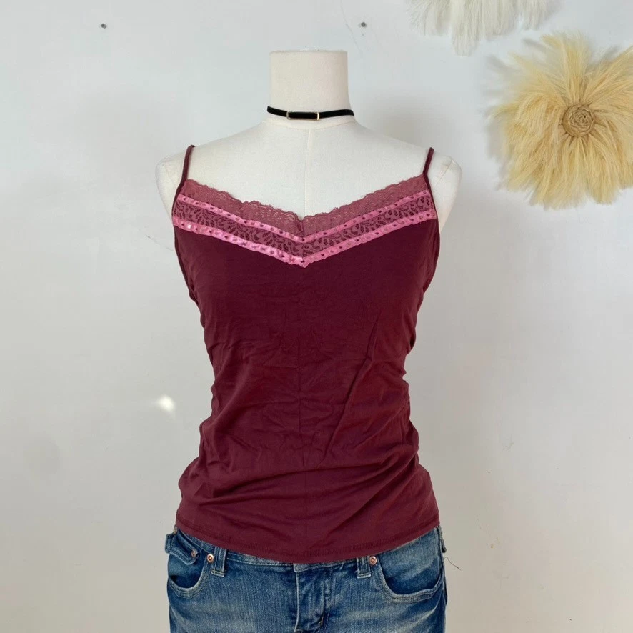 Vintage Old Navy Womens Y2K Lace Cami Size XL Beaded Whimsigoth Preppy - Image 2 of 4