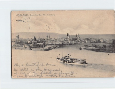 #ad Postcard Deutsches Eck Moselmündung Koblenz Germany $3.49