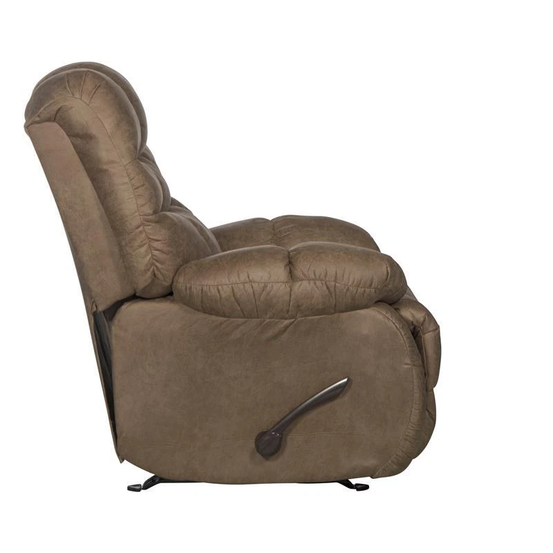 Chaise balancín reclinable Lowry con brazos superiores de almohada en tela de poliéster marrón Foto 3 de 4