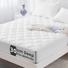 Extra Deep Quilted Mattress Bed Protector Fitted Sheet Cover Double King Size UK