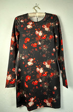 Aritzia Wildred Fleure Mini Bodycon Dress Women's XS Black Floral Long Sleeve
