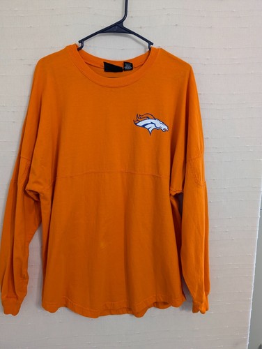 Denver Broncos womens M spirit shirt oragne blue glitter pennant tag jersey