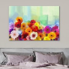Wall26 Flowers Canvas Print Watercolor Paint Stroke Effect Daisy Floral Wall Art