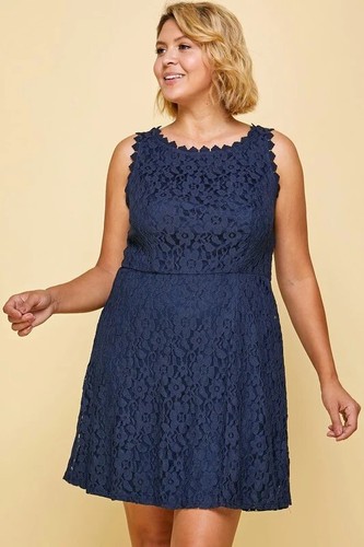 Damen blau Mini Spitze gefüttert Skaterkleid blau Übergröße 3X $ 38,00 - Bild 2 von 7