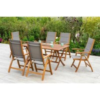 Merxx GartenmöBel Acapulco Set 7Tlg. 6 Klappsessel + 1 Klapptisch Akazienholz