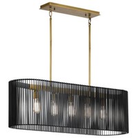 Elstead Linara HäNgeleuchte E27 5-Fach Schwarz Und Naturmessing