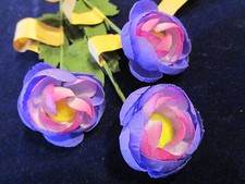 Vintage Millinery Flower Ranunculus 1.5" Purple 3pc Lot for Hat  Hair Y170