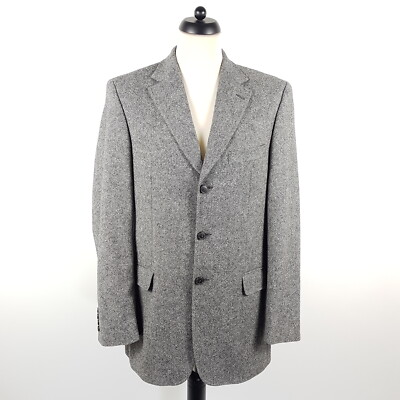Bogner Tweed Sakko Herren Gr. 98 Grau Wolle Regular Jacke Jackett