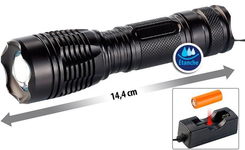 Lampe de poche à LED TRC-144.a torche rechargeable compacte étanche