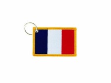 Keychain keyring embroidered embroidery patch double sided flag france