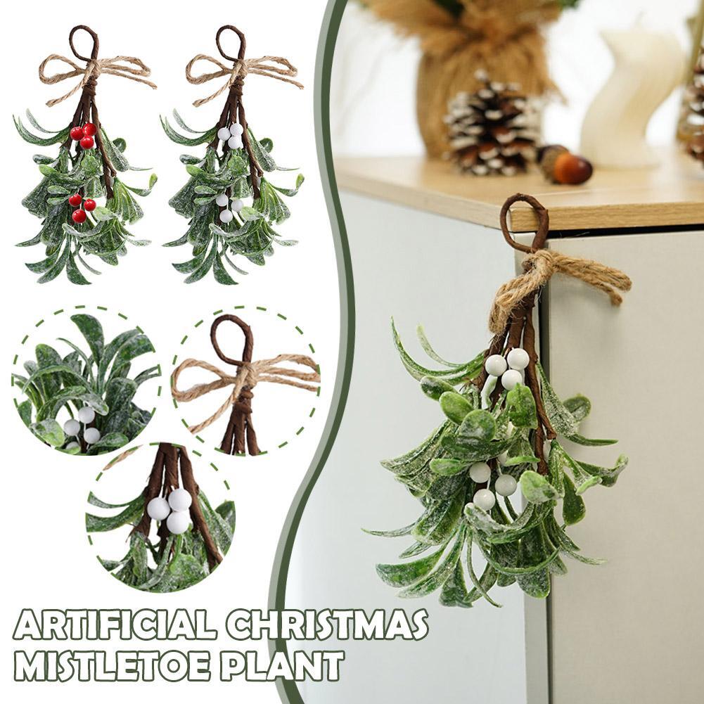 1 Pcs Artificial Christmas Mistletoe Plant Ornament Mistletoe Hanging Decor&~