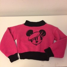 Vintage 80s JG Hook Mickey Mouse Sweater Girls Pink Black 12mos