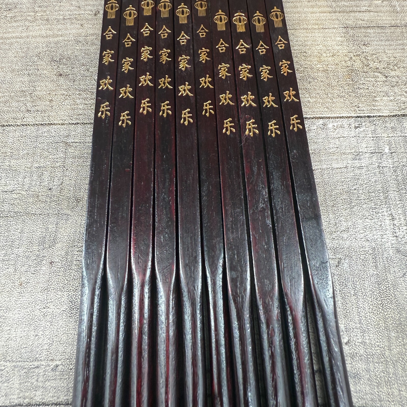 Vintage Chinese Red Wood Collectable Chopsticks With Case 5 Pairs