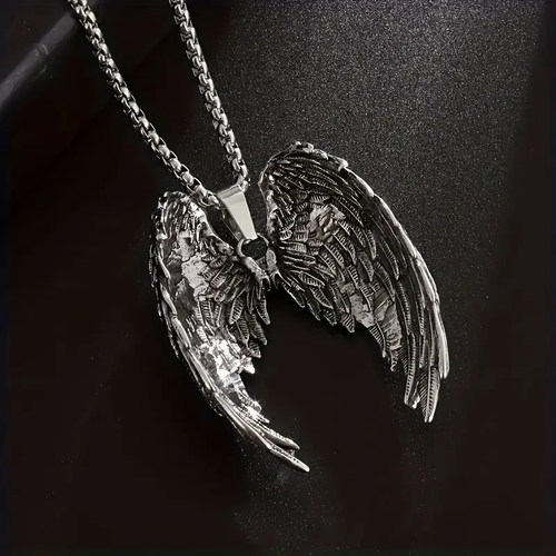 Angel Wings Jewelry Vintage Silvery Bird Feathers Nature Pendant Necklace - Picture 7 of 11