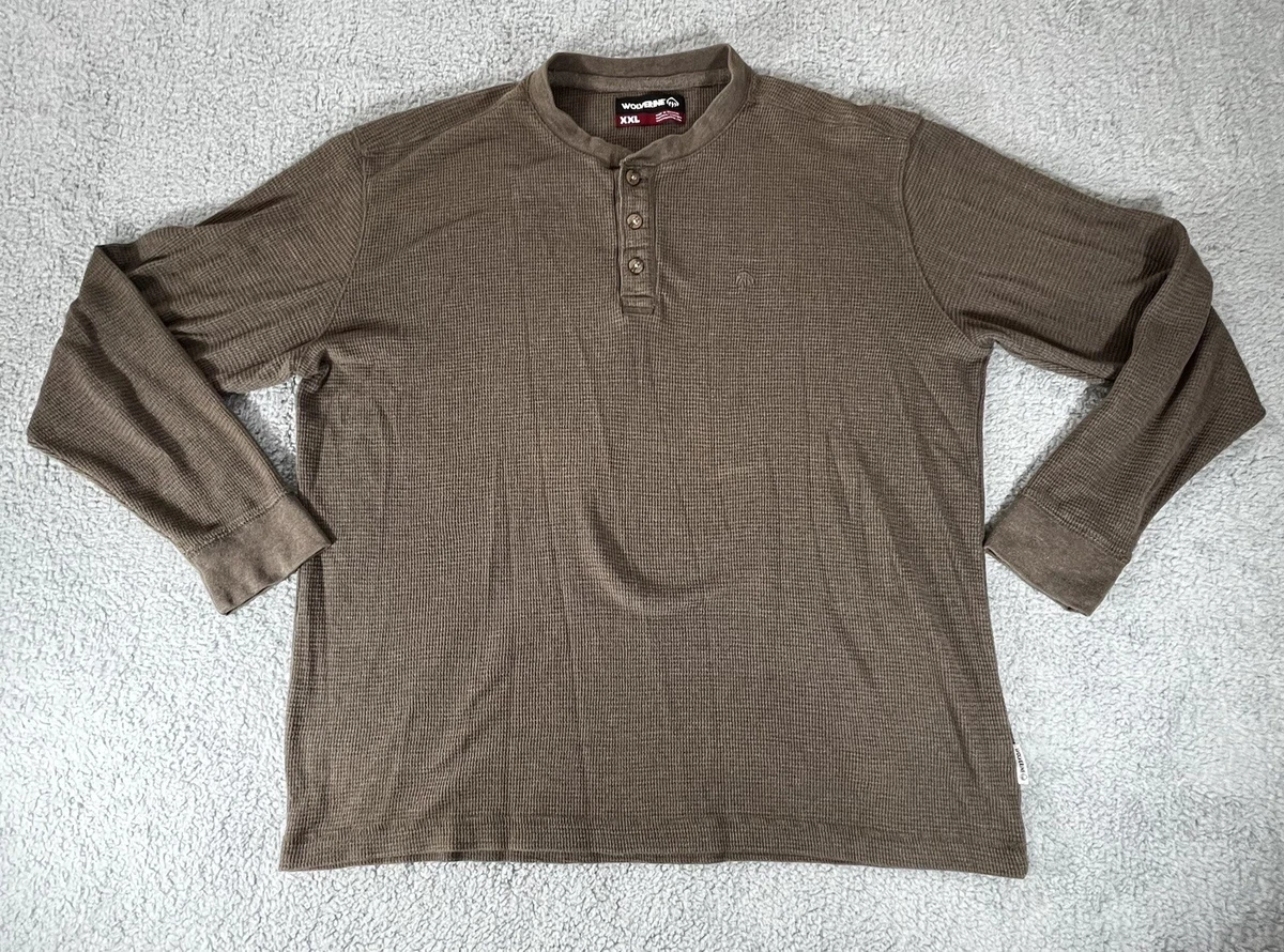 Wolverine Thermal Shirt Mens XXL 2XL Waffle Knit Brown Long Sleeve