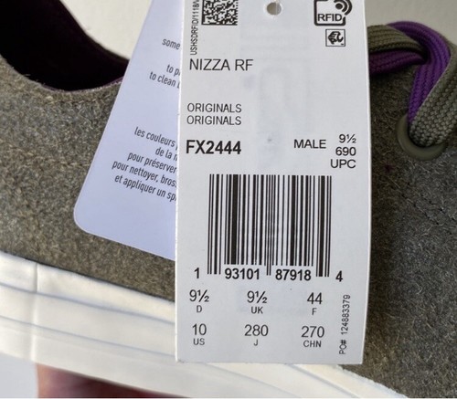 Adidas Sneakers Originals Nizza RF Men’s Size 10 Shoes gray purple Nwt - Picture 7 of 11