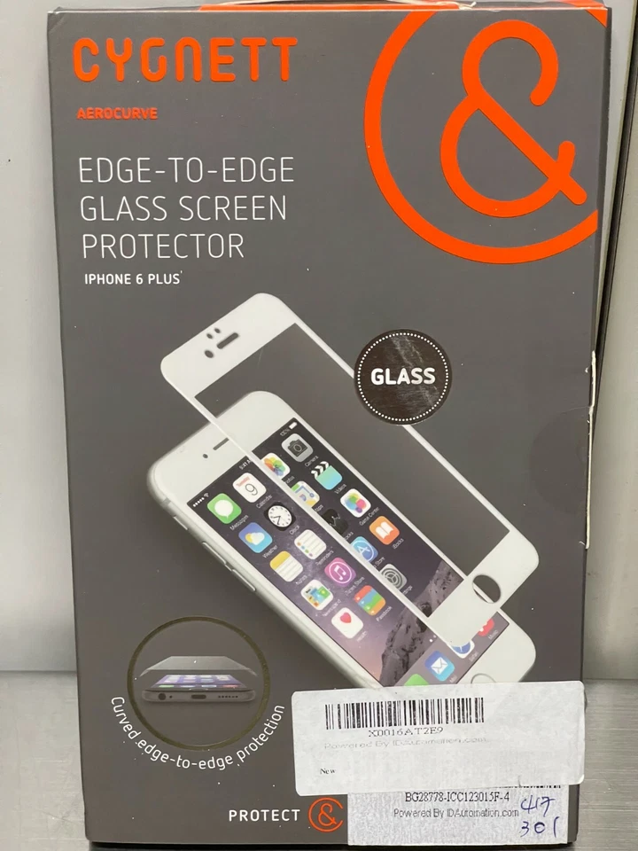 Protector de pantalla de vidrio de borde a borde Cygnett para iPhone 6 Plus Foto 2 de 3