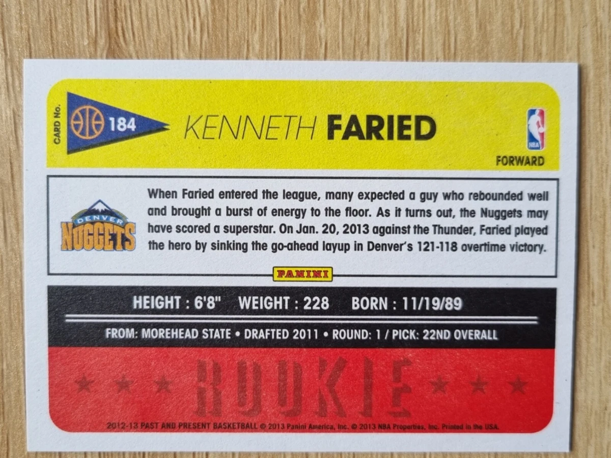 2012-13 Panini Past & Present Rookie #184 Kenneth Faried - Nuggets RC
