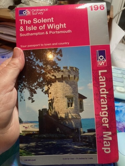 Solent,Isle of Wight, Southampton, Portsmouth Ordnance Survey Map Landranger 196