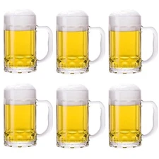 6 Pack Heavy Beer Mugs Large Beer Glasses with Handle 14 Ounce Glass Steins C...