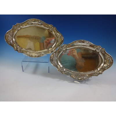 Martele by Gorham .950 Sterling Silver Pair Footed Condiment Trays #4740 (#0923)