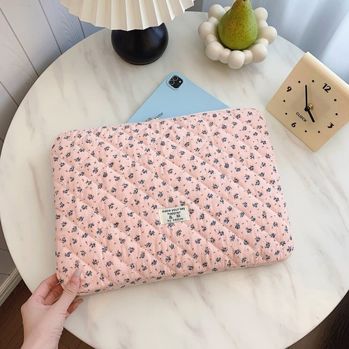Gesteppte Laptophülle mit Blumenmuster für 15-Zoll-Laptop-Tablets (Rosa) - Bild 4 von 12