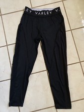 VARLEY Portugal NEW Black Cropped High Rise Leggings w/ Sheer Mesh Legs S NWOT 
