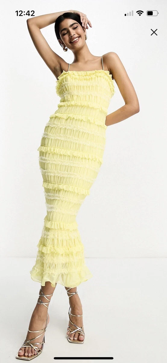 Asos yellow hotsell ruffle dress