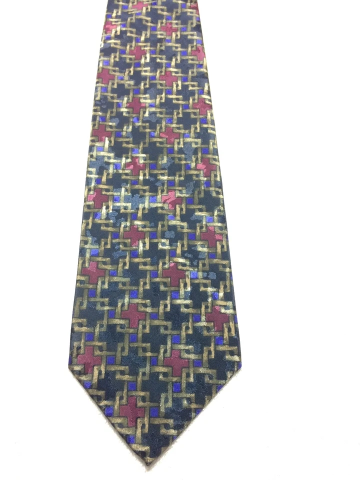 Gravata masculina PIRELLI PRETA AZUL BORGONHA OURO 3,75 X 58  - Imagem 2 de 4