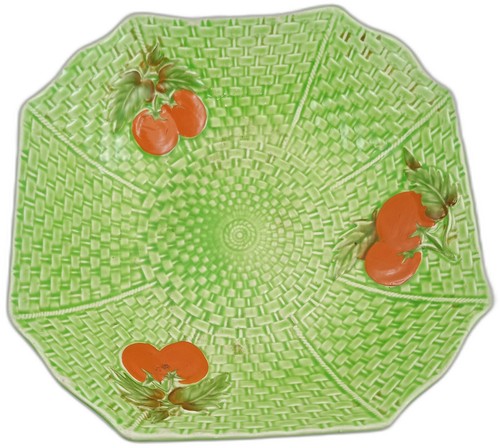 Vintage Crown Devon Green Square Serving Bowl\Dish with Red Leaf Tomato.