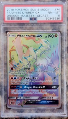 POKEMON DRAGON MAJESTY WHITE KYUREM GX #74 SECRET RARE PSA 8 | eBay