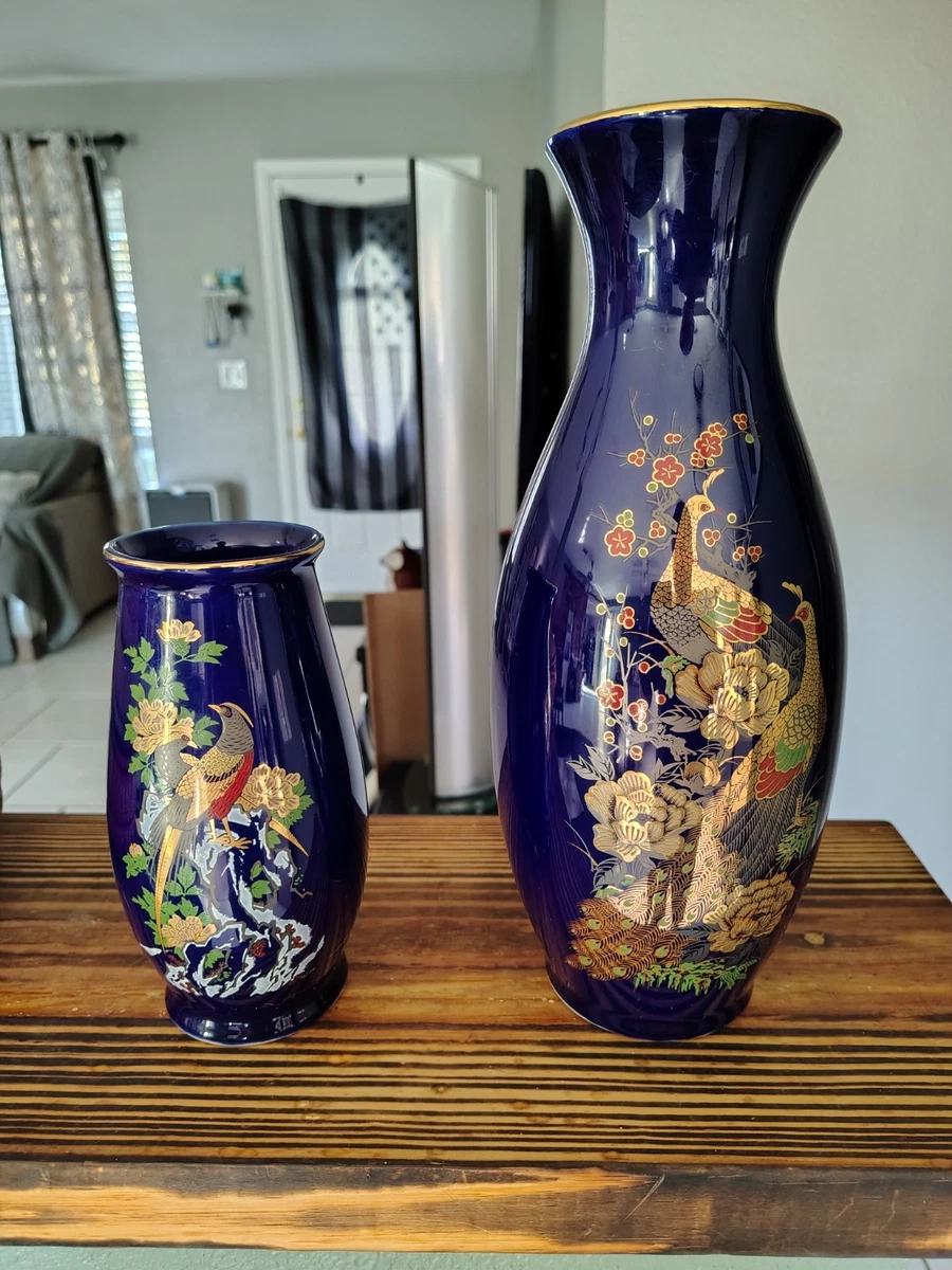 陶瓷蓝色后1940 年日本花瓶| eBay