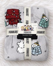 Peanuts Snoopy Christmas Winter Throw Blanket Berkshire 60 x 70 Puffer Coat New