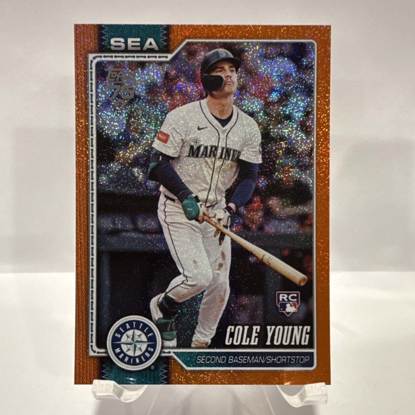 2026 Topps Series 1 Cole Young RC /25 Seattle Mariners Orange Sand Glitter #129 