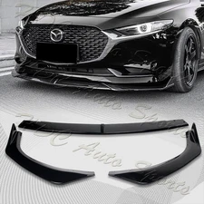 For 2019-2023 Mazda 3 Mazda3 Painted Black Front Bumper Lip Body Kit Spoiler