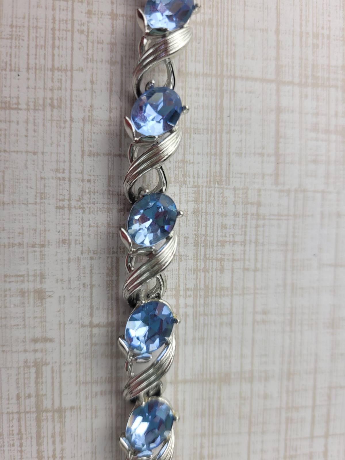 Signed Lisner Silver Tone Blue Rhinestone Bracele… - image 5