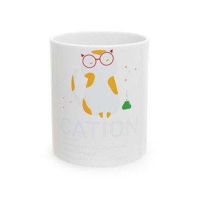 Cation: Chemistry Cat Pun Illustration, Educational Science Artwork with Cute