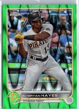 KeBryan Hayes #98 pirates /99 made Green Ray Wave Refractor 2022 Topps Chrome SP