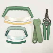 Kuhn Rikon Kitchen Gadgets Jar Opener, Mezzaluna Knives, Classic Shears NEW SAGE