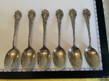 Set Of 6 Antique Silver Tea Spoons pattern R Wallace & Sons (RW&S sterling ) 94g