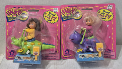 Lot of 2 Vintage Wind Up Rack Toys Wacky Arcade Ride On Machine NOS Frog/Gator