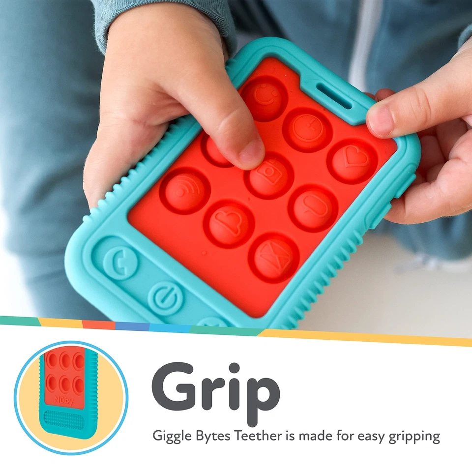 Juguete mordedor sensorial de coral Nuby Giggle Bytes para bebés de 3 meses más Foto 2 de 4