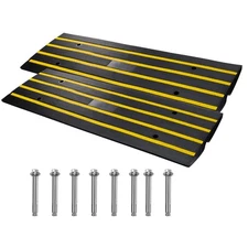 2 Pack Driveway Ramp 48.1"x16"x2.6" Curb Rubber Threshold Ramp 15T Load
