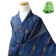 Kaerutei Kimono Synthetic Fiber Washable Blue Japan