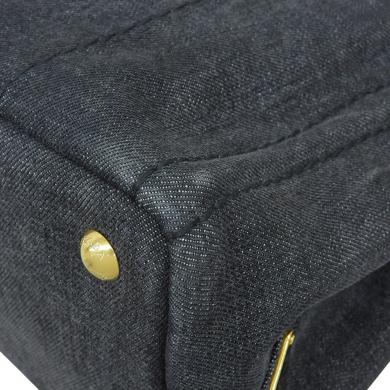 PRADA Canapa 2WAY Bag Handbag Shoulder Bag Denim Black 1BG439 Used  OB2767 from thumbnail 3