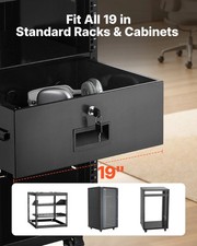 4U Rack Mount Drawer, 50 lbs Max Load-Bearing, Lockable Server Cabinet Case, Sli