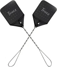 Trieez 2 Pack Sturdy Leather Fly Swatter - 17.5” Heavy Duty Black-2 